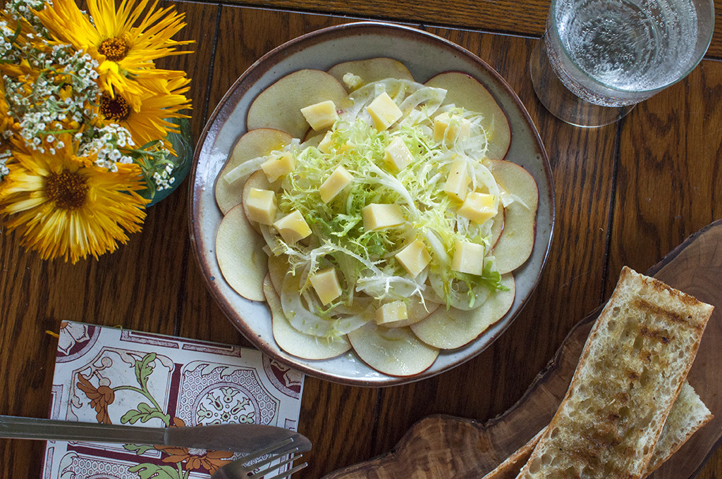 Shaved Fennel and Apple Salad with Frisee and Swiss